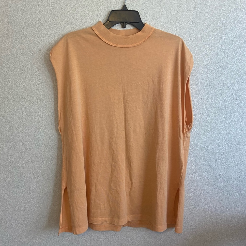 Free People All Day Orange Short Sleeve Tunic T-Shirt - Picture 3 of 7
